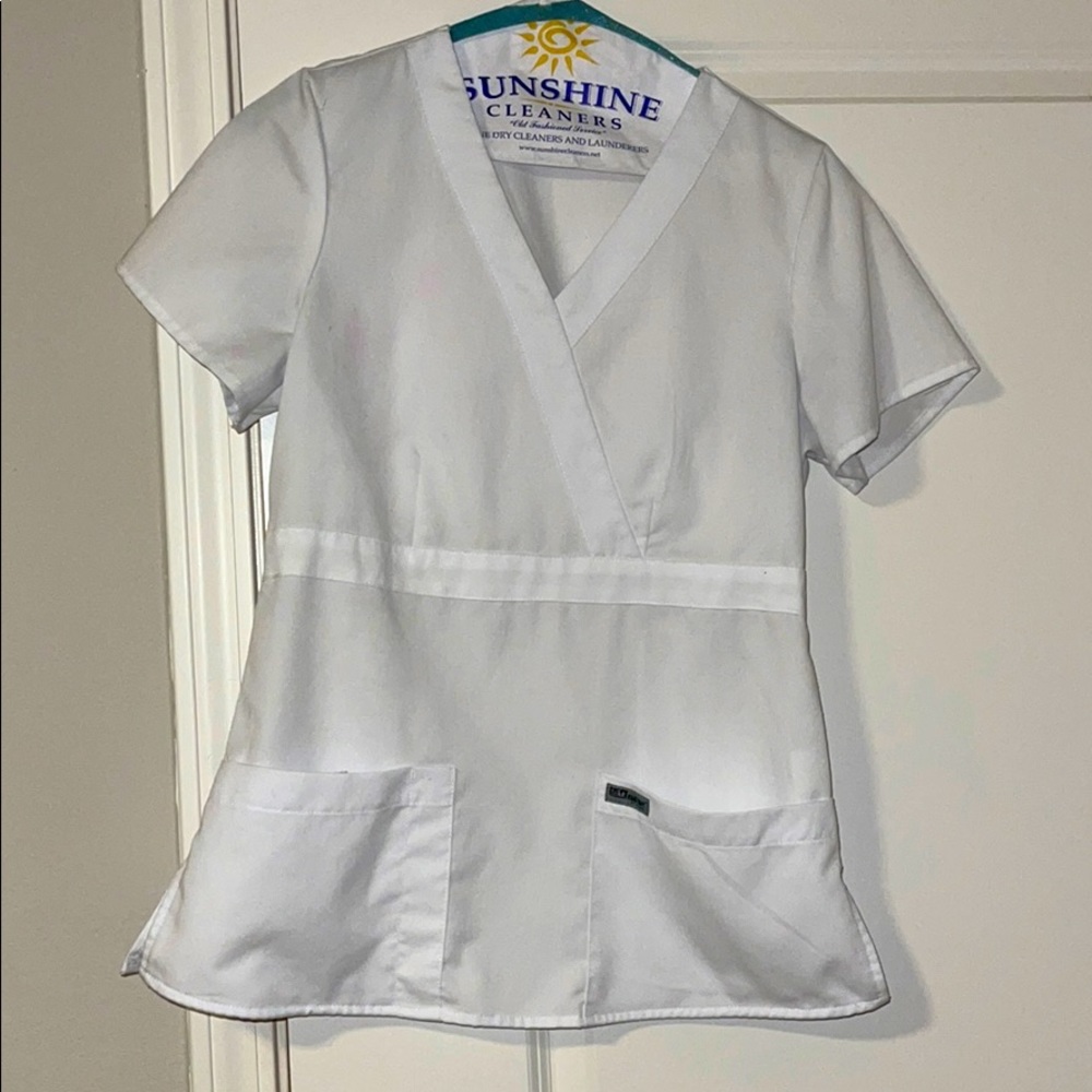 White scrub top
